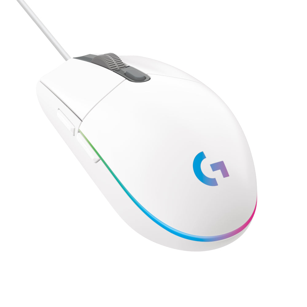 Mouse Gamer com fio Logitech G203 Branco Lightsync RGB 8000DPI