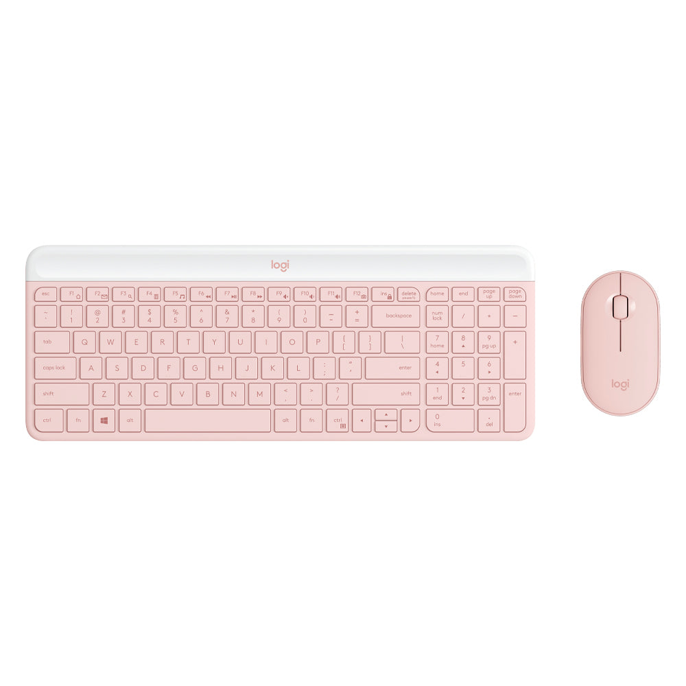 Kit Teclado e Mouse Logitech MK470 Rosa Sem Fio